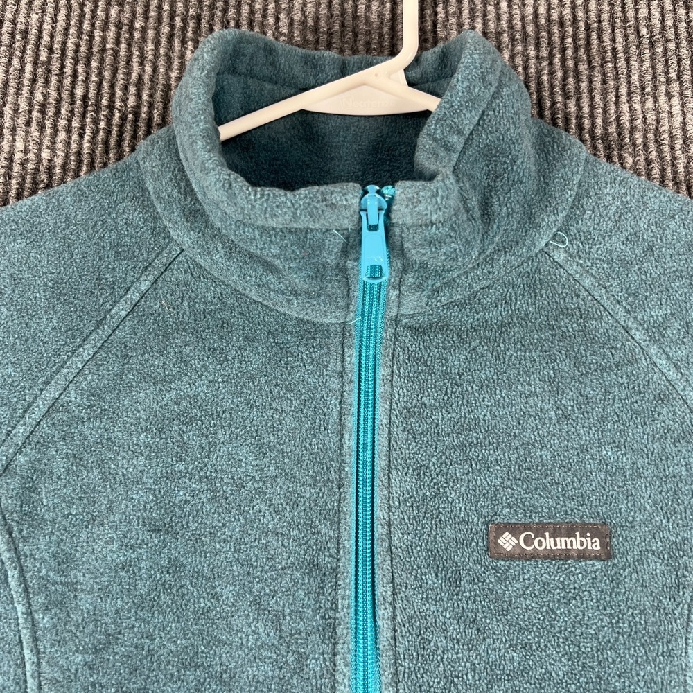 Columbia Fleece Womens Size Large Green Long Sleeve Full Zip Mock Neck Top